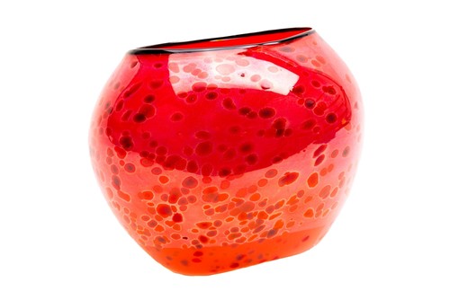 Dale Chihuly roter Korb mit schwarzem Lippenwickel signiert mundgeblasenes Glas 1995 - Bild 3 von 15