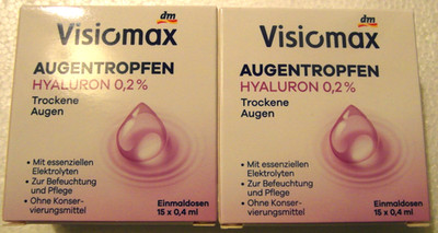 15 x 0,4ml Einmaldosen Augentropfen von VISIOMAX - Hyaluron 0,2%  trockene Augen