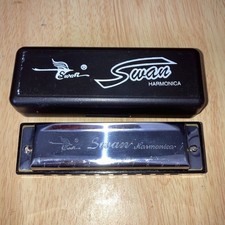  Swan Harmonica In Protective Case  Has Swan Engraved and is a 10 hole. 