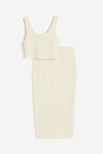 H&M MAMA 2-PIECE KNITTED SET Cream Maternity L Brand New
