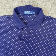 Polo Ralph Lauren Men 2XL Big Short Sleeve All Over Print Polo Shirt Navy Cotton