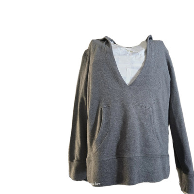 NY & C Sport grey Pullover Sweatshirt With Hood, Front Pocket & Deep Vcut Neck