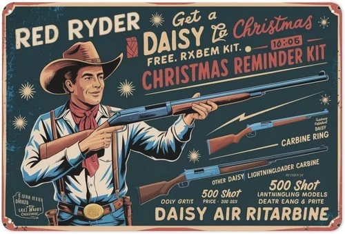 Red Ryder Daisy Air Rifle Vintage Christmas Tin Metal Signs Home Décor print Sui