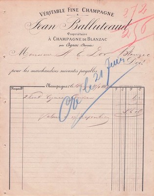 16 CHAMPAGNER Winzer BALLUTEAUD 1887 Cognac