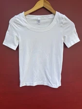 Wolford Top Small White Short Sleeve Shirt Stretch Tee Opaque Naturel