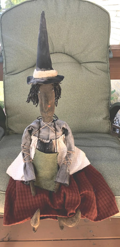 Made To Order, Halloween Witch Doll and Cat, Primitive Doll, Cloth Doll - Picture 7 of 9