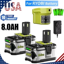 1~4X P108 For RYOBI 8.0Ah High Capacity 18 Volt Li-Ion One Plus Battery/Charger