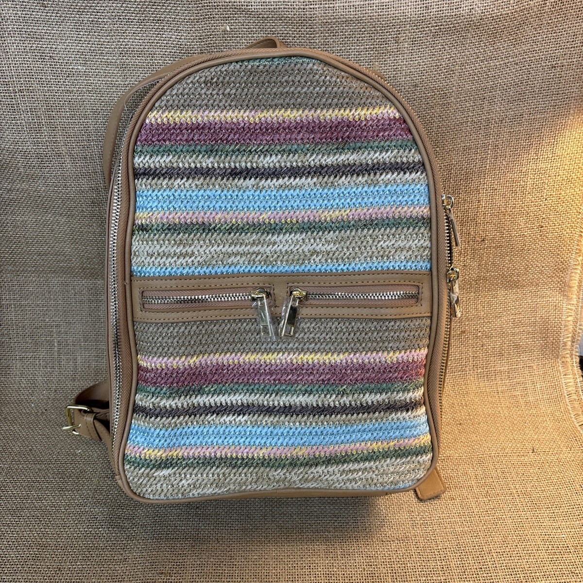 Boho Straw Backpack by Tommy Bahama with Black Leather Flap tommy bahama backpack - TikTok Shop main image 4