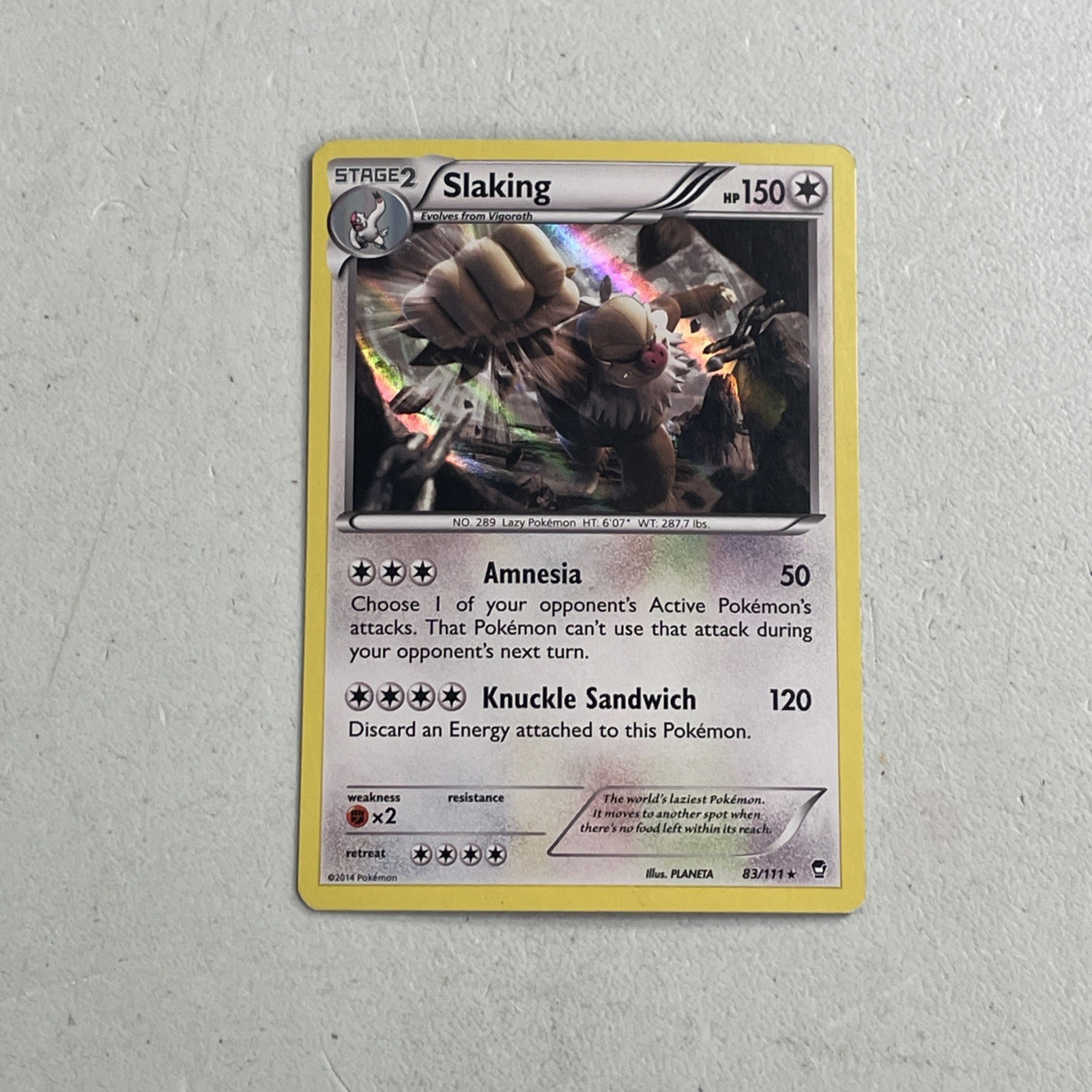 Pokemon TCG 2014 XY Furious Fists Card -- Slaking 83/111 Holo