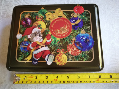 Christmas Rat Square Candy Cookie Tin  Empty Sharing Holiday Memories Since 1926