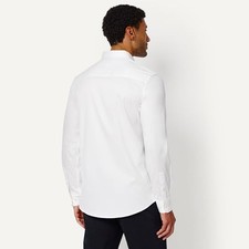 AMAZON ESSENTIALS SLIM FIT STRETCH WRINKLE FREE SPREAD COLLAR DRESS -  WHITE
