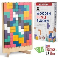 Wooden Puzzle Blocks   Montessori Brain Blocks  Stacki-Style 10 Challenge