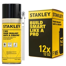 Stanley F905 Gaps & Cracks Polyurethane Foam Sealant 12oz 12 Pack - Straw Use