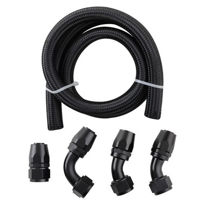 AN16 Braided Fuel Hose, 5FT, w/ 90° & 45° AN Fittings, for Gas/Oil/Coolant Lines