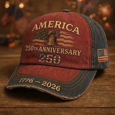 US 250th Anniversary Cap America Embroidered Baseball Cap 1776-2026 Gift for Dad