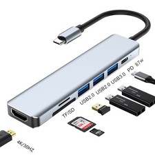 7-in-1 USB C Hub Type C to USB 3.0 2.0 PD 4K/30Hz SD/TF Reader Adapter Splitter