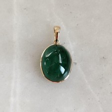 11.14 Ct Natural Emerald Pendant 14K Gold Minimalist May Birthstone Jewelry