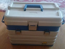 Plano 787 Tackle Box BlueTan 4 Drawer Fishing Storage Organizer Made in USA Full