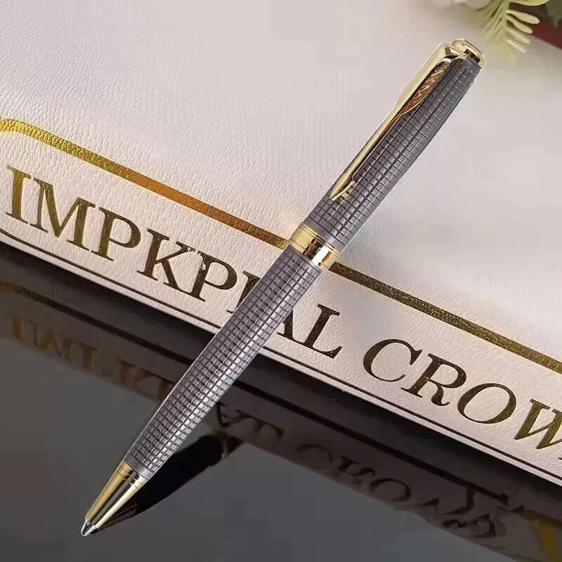 Good Parker Sonnet Series Ballpoint Pen Grey Grid Gold Clip Fine Nib Blue Ink