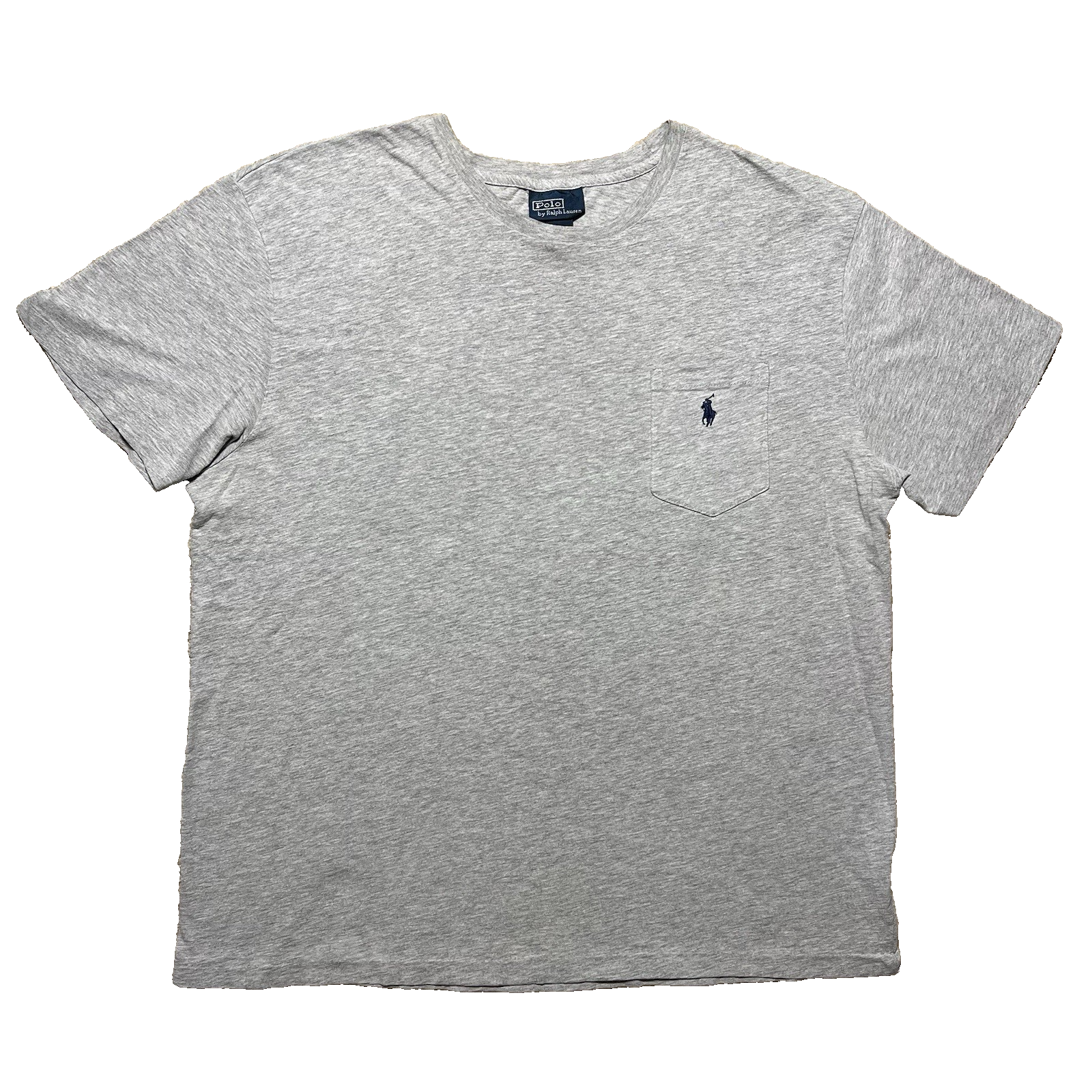 Polo Ralph Lauren Shirt L Gray Pocket Tee Navy Pony Logo Vintage 90s