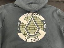 70 Volcom Stone Brick Wall Zip Hoodie Sweatshirt L LARGE Men Soft Gray NEW