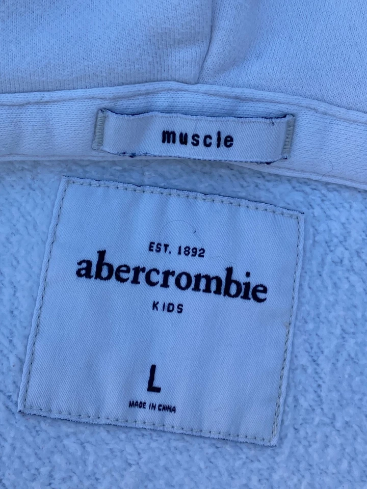 Chaqueta con Capucha Vintage Abercrombie & Fitch Niños Blanca Cremallera Completa Talla L. Foto 3 de 4