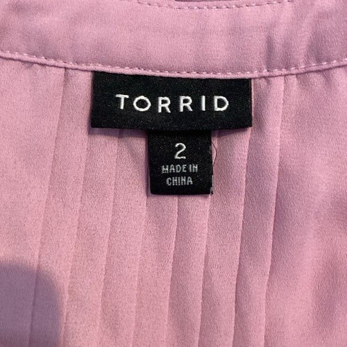 Torrid Mauve Mist Georgette Blouson Sleeve Blouse 2X Smocked Cuffs Button Front - Picture 6 of 7