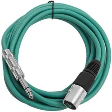 10 Foot Green XLR Male to TRS Patch Cables PA DJ Cords XLRM to 1/4"