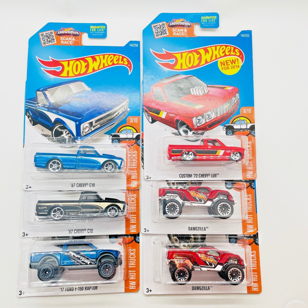 Hot Wheels 2016 HW Hot Trucks LOT OF 6 Chevy, Ford, Dawgzilla - ON