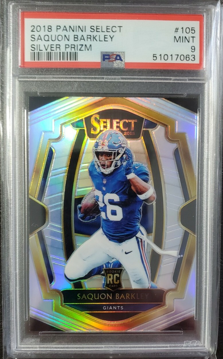 2018 Saquon Barkley 🔥 Select Premier Silver Prizm 🌈 PSA 9 Rookie RC Giants 105