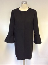 Marella Black Special Occasion Flutted Cuff Wool Blend Coat Size 14
