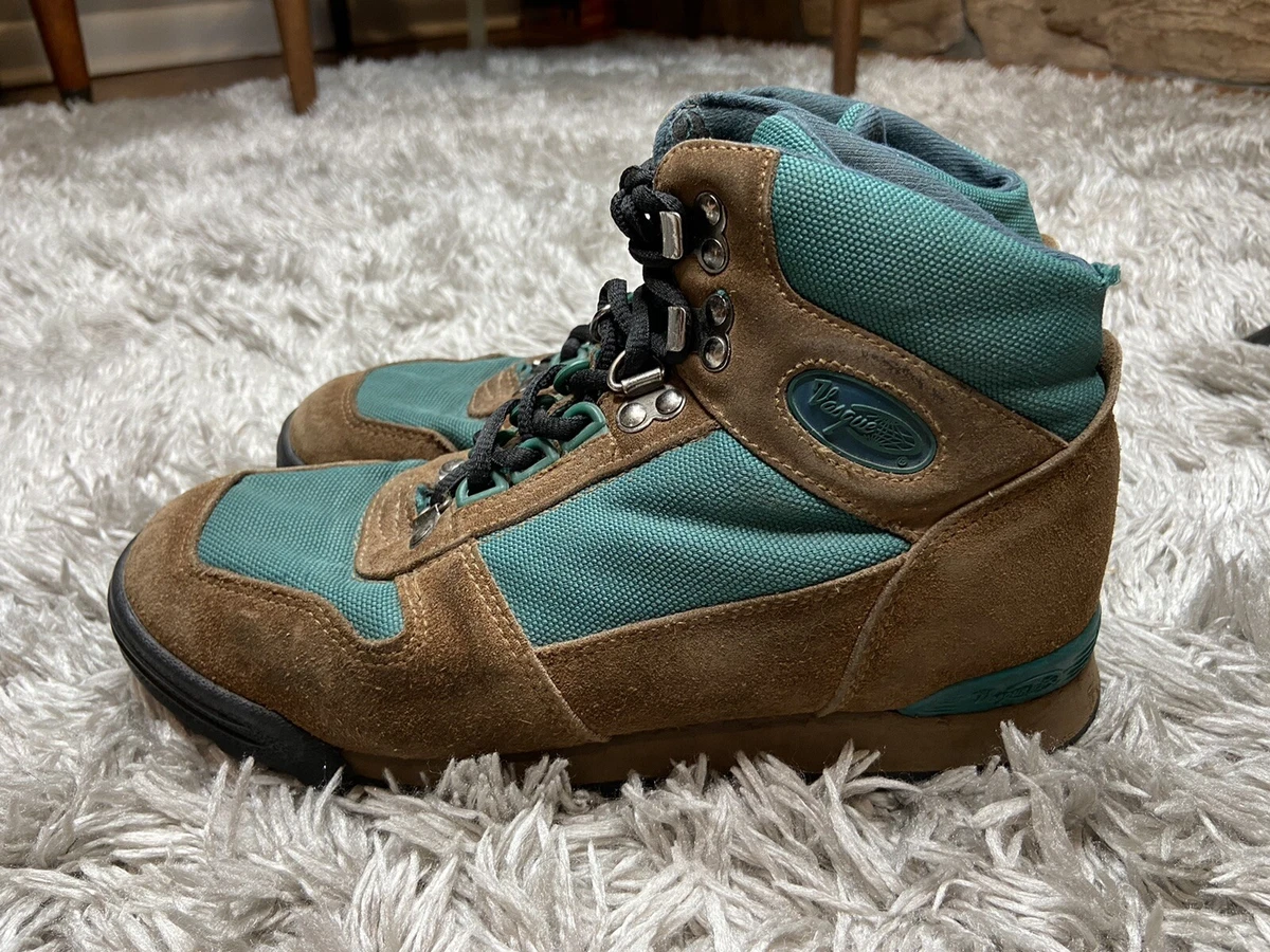 Vintage Vasque Alpha Womens Size 8 Hiking Trail Boots Brown Green Boot 7521 USA