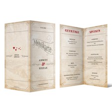 Hochzeit Menükarten individuell Speisen Getränke Sand Zugticket Hochzeitsexpress