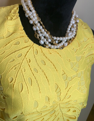 EUC....BANANA REPUBLIC bright yellow laser cut lace dress 4Tall $148 | eBay EUC....BANANA REPUBLIC bright yellow laser cut lace dress 4Tall $148 | eBay
