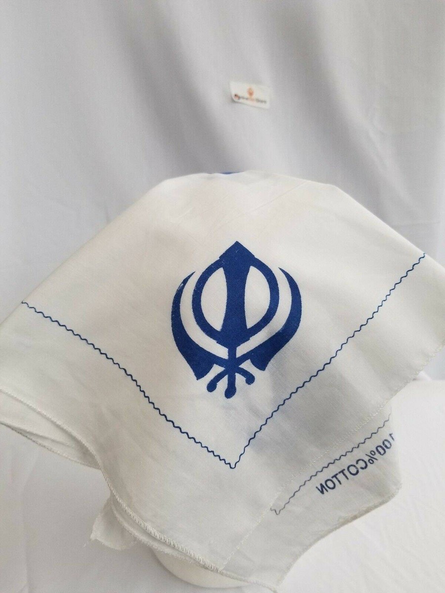Sikh Punjabi White Khalsa Black Khanda Bandana Head Wrap Gear Rumal Ha - Foto 11