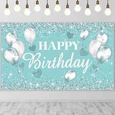 Banners de fondo turquesa y plateado para fiestas de cumplea os