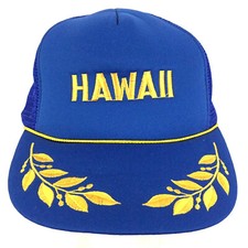 Vtg Hawaii Cap Scrambled Eggs Spell Out Rope Mesh Snap Back Trucker Baseball Hat