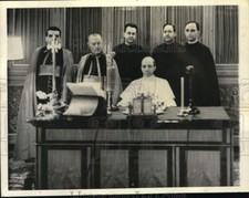1939 Foto Stampa Papa Pio XII consegna radio messaggio dalla Città del Vaticano