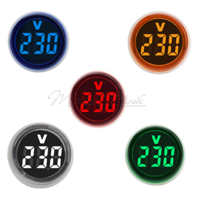 AC 220V 30mm Round LED Digital Voltmeter Indicator Voltage Gauge Meter 50~500V