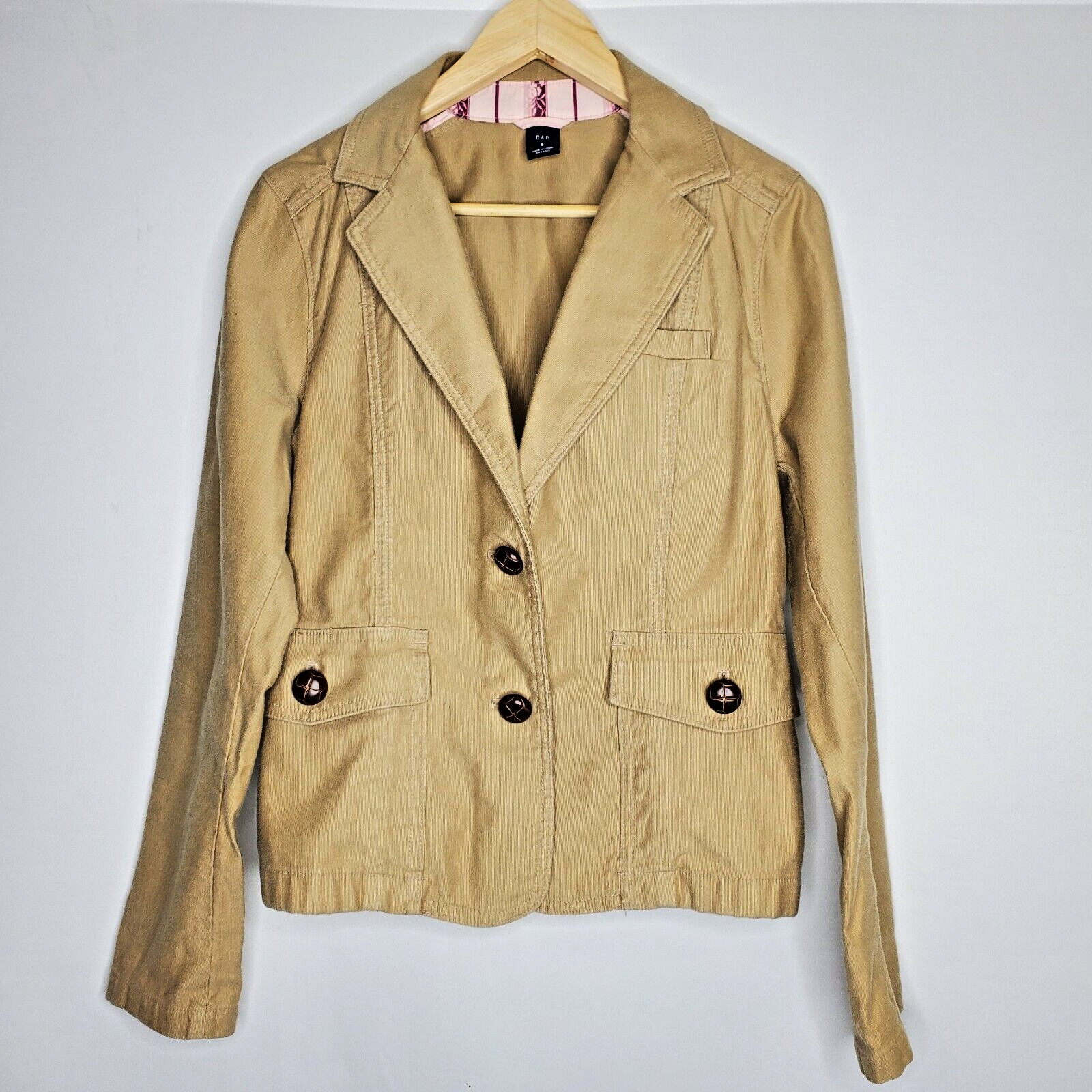 Women's Gap Khaki Two Button Down Collared Jacket… - image 1