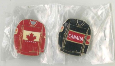 2 Pins: Team Canada Hockey Jersey pinbacks (red & black) (yr of issue ...