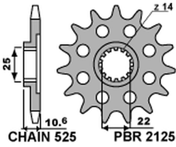 Pignon de sortie de boîte PBR 2125 15 dents MV Agusta 910 1000