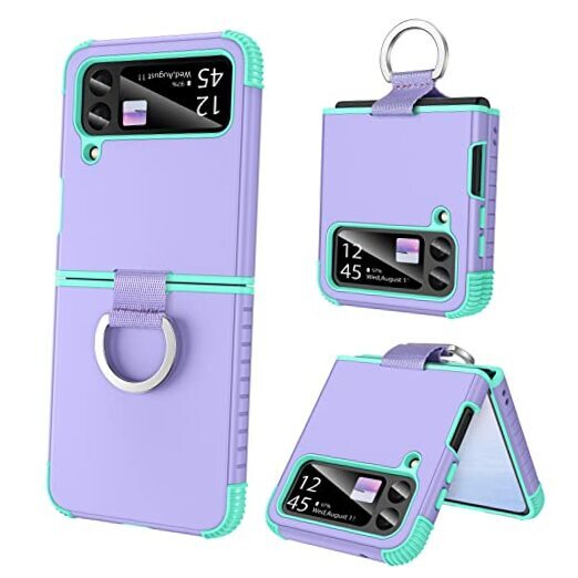 for Samsung Galaxy Z Flip 3 Case 5G Case, Heavy Duty 2 in 1 Full Body Purple