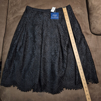 NWT RSVP BY TALBOTS Pleated Lace Full Skirt BLACK Sz 6