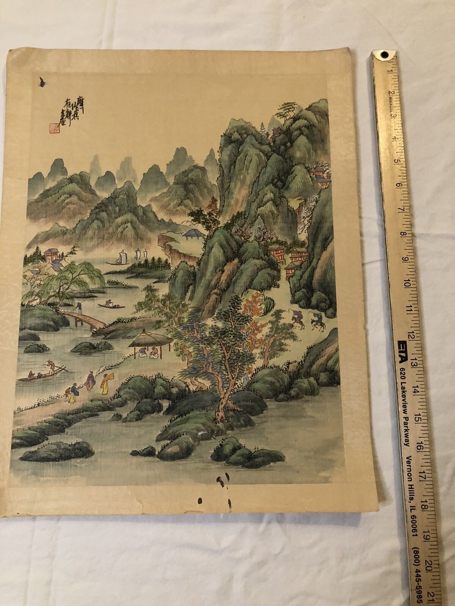 古い風景画 Large Antique Chinese Paintings of Scenery 13.5 X 17.5 inches | eBay