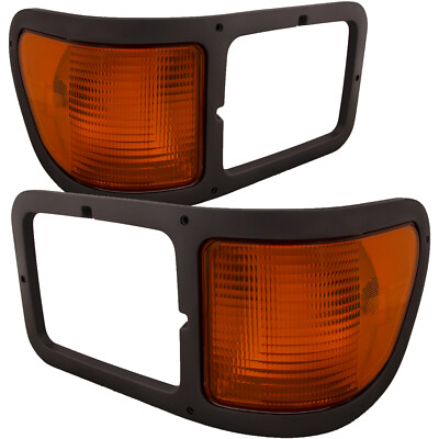 Headlight Bezel With Corner Lights Pair For 2000-2015 Ford F-650 and F-750