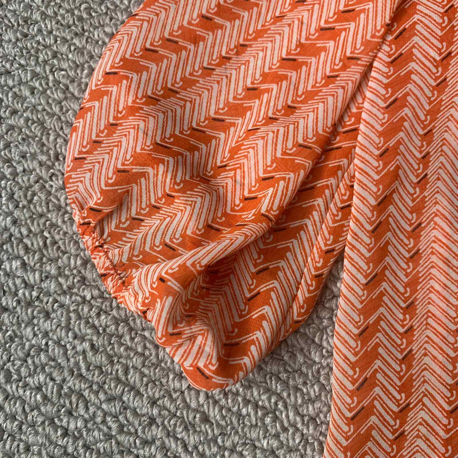 Collective Concepts Womens Blouse Top Size Small Orange Print Button Front