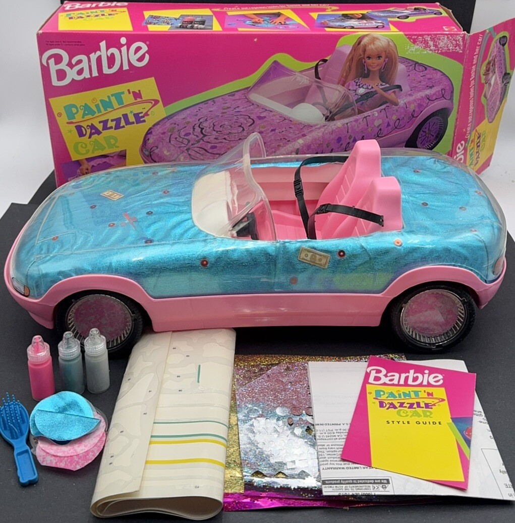 Vintage 1993 Mattel Vintage Barbie PAINT 'N DAZZLE Convertible Car
