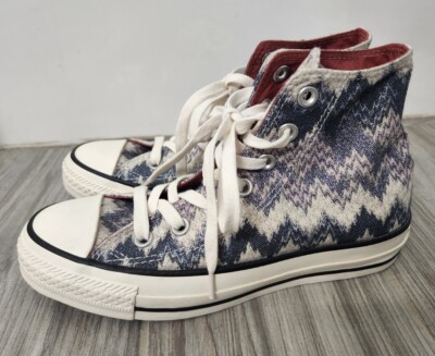 MISSONI X CHUCK TAYLOR ALL STAR Hi Patterns Egret Metallic Sneakers WOMENS 