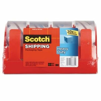 Scotch Heavy Duty Clear Packing Tape 1.88'' x 54.6yd with Dispenser, 4 Rolls